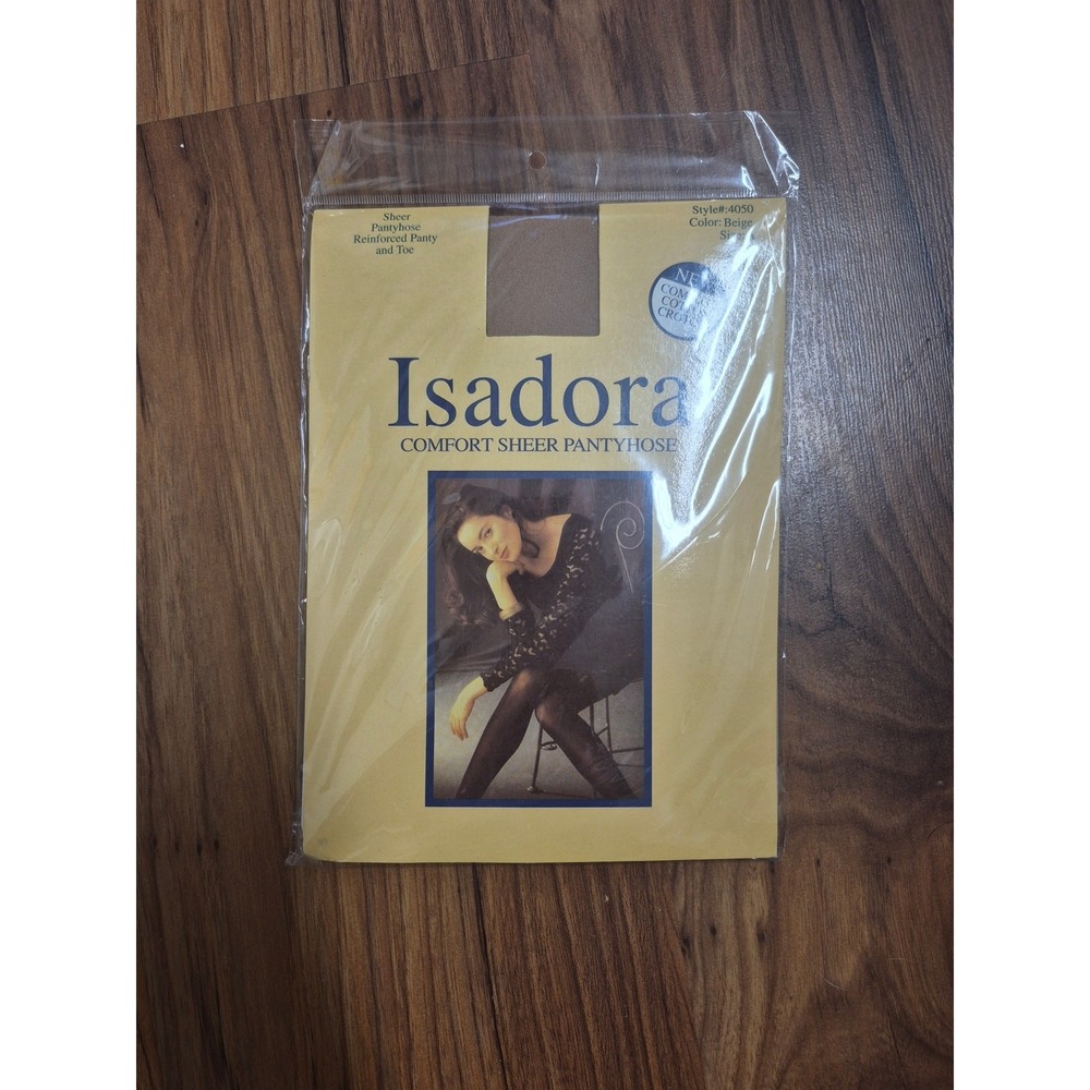 Isadora Comfort Soft Sheer Yarn Pantyhose Beige Sz A Reinforced Panty & Toe 8278
